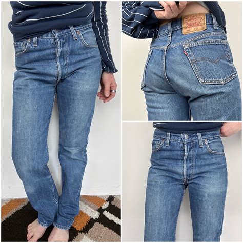 Levis 501 Jeans W28 L32 Vintage 501s Dark Blue Stonewash Faded 90s