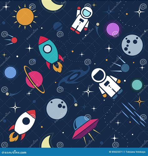 vector flat space design seamless pattern stock vector illustration