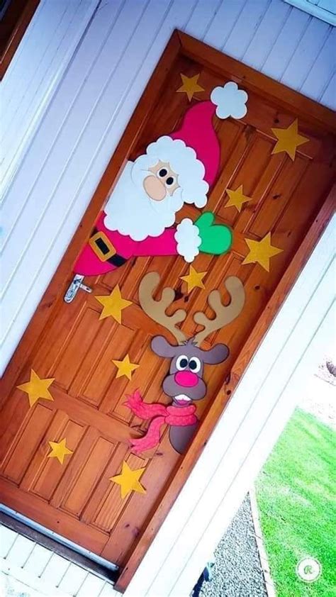 Enfeite de porta em eva Papai noel e rena Molde para Artesanato Faça