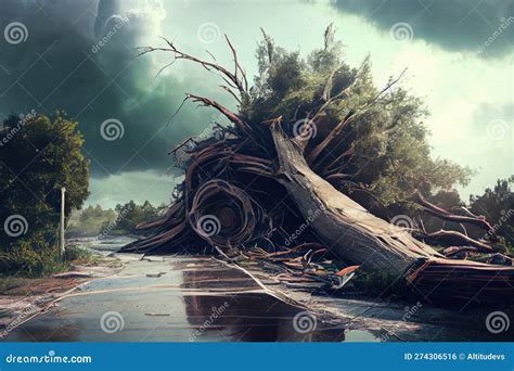 Trees Uprooted By A Tornado Concept Ai Generation Royalty Free Stock