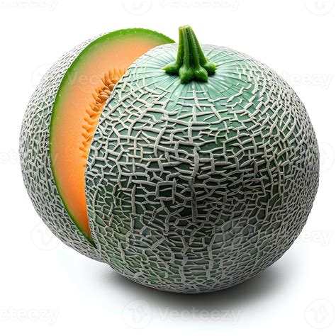 Ai Generated Cantaloupe Melon Isolated On White Background With Shadow