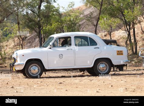 Whitetaxi Waiting For Fare In Kerala India Stock Photo Alamy
