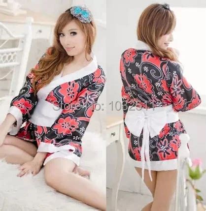Sexy Japanese Kimono Robe Sexy Lingerie Sleepwear Chemises Babydoll Nightwear Nightgown