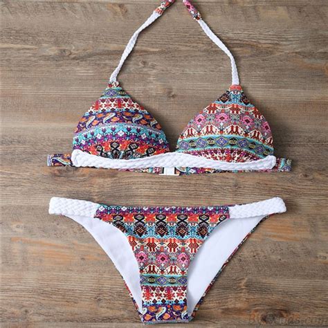 New Folk Style Printing Split Swimsuit Sexy Bikini Summer Swimsuit