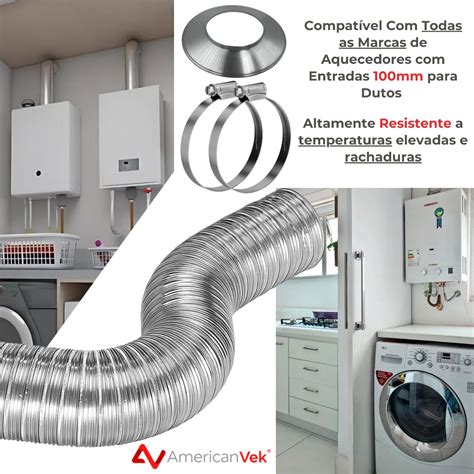 Duto Aquecedor A Gas - Kit Instalação Aquecedor A Gás 100mm 3 Metros Duto Semi Rígido ...