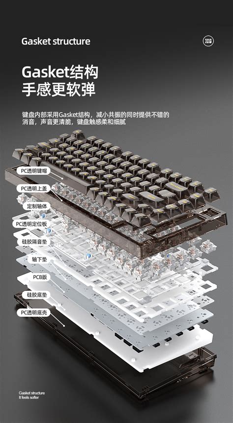 Xinmeng X Mechanical Keyboard Transparent Gasket Customized Wired Rgb Hot Plug Kaihua