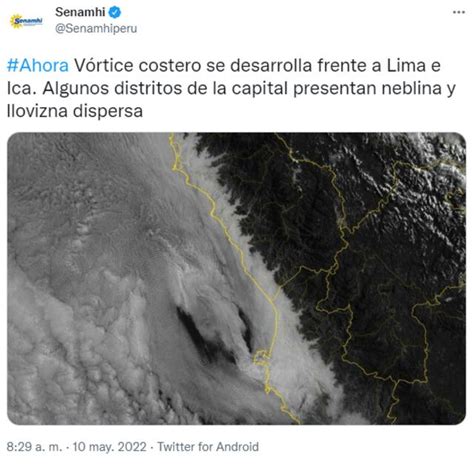 Senamhi qué es el vórtice costero dónde se da y cómo altera el clima