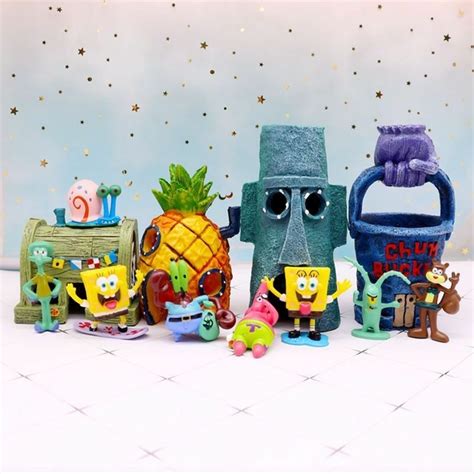 Conjunto De 12 Miniaturas Fenda Do Bikini Bob Esponja