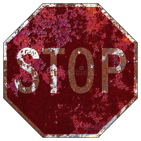 Old Rusty American Road Sign Standard Stop Sign Stock Illustration