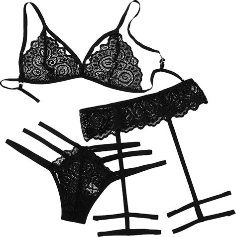 WDIRARA Women S Pieces Floral Lace Mesh Garter Straps Lingerie Set Atelier Yuwa Ciao Jp