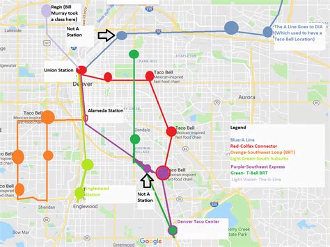 Denver Colorado Light Rail Map Rtd Lightrail Brt Lines if Each Station Was at A Non Combination ...