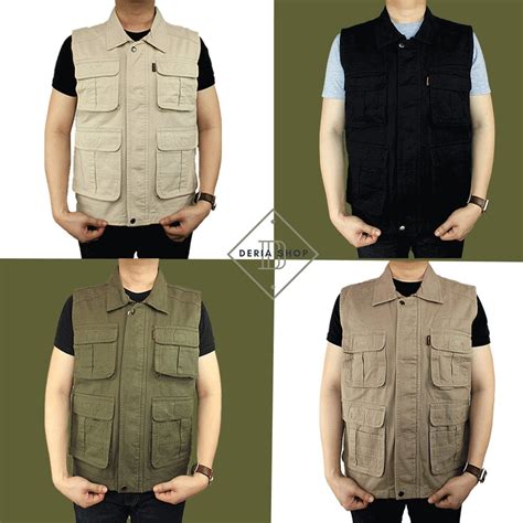 Jual Rompi Outdoor Casual Pria Polos Bahan Katun Kanvas Twill Body Vest