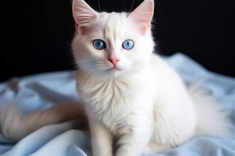 Premium Photo | Blueeyed white kitten an adorable feline with