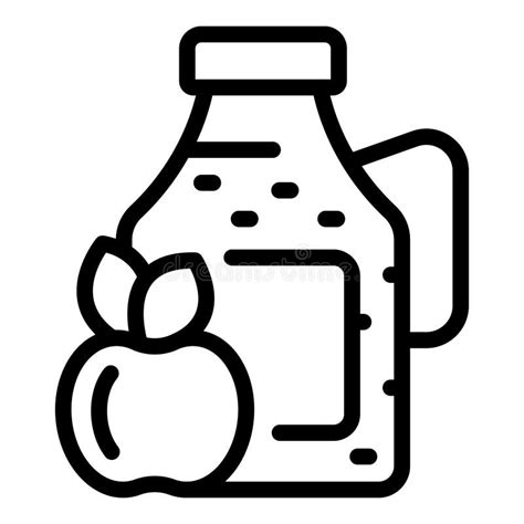 Fizzy Homemade Apple Cider Icon Outline Vector Fruity Tangy Drink