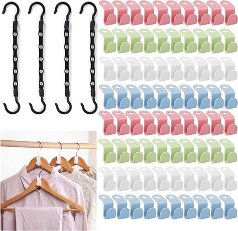 100 Pack Plastic Clothes Hanger Connector Hooks,Hook Laminated Plastic Wardrobe Hanger,Space ...