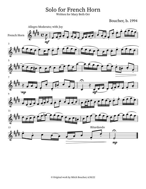 Solo for French Horn - Horn Solo - Digital Sheet Music | Sheet Music Plus