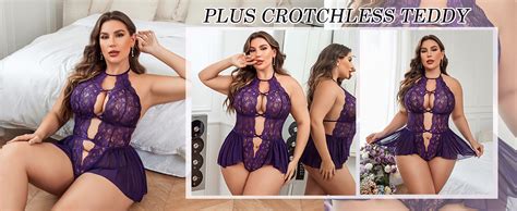 Avidlove Womens Plus Size Lingerie Lace Bodysuit Teddy Deep V One Piece Lace Babydoll At Amazon