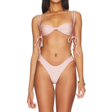 Two Piece New Style Womens Solid Color Bikini Drawstring Rope Sexy Womens Swimsuit Hangzhou