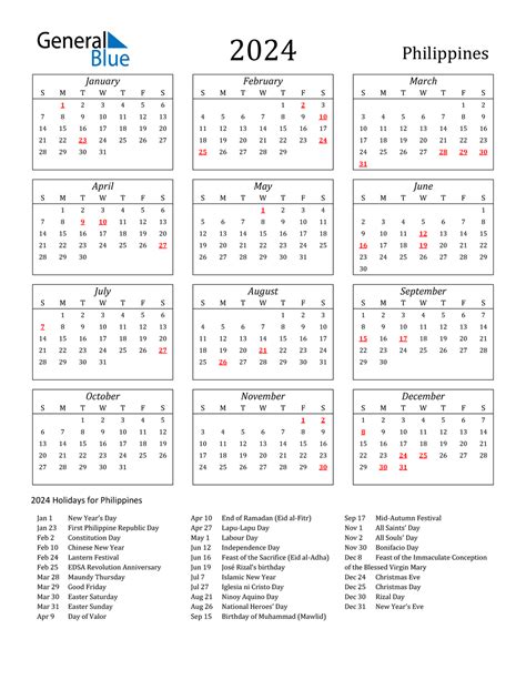 printable 2024 calendar with holidays - 2024 philippines calendar with holidays gambaran ...