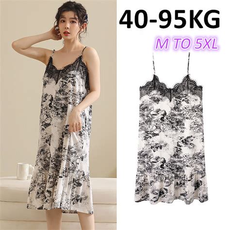 ReadyStock LOVEENA Plus Size Summer Flora Spagetti Strap Nightwear Lingerie L Shopee