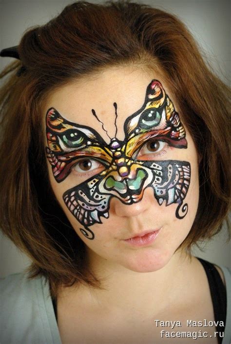Бабочка-тигр - пример аквагрима - Таня Маслова | Схемы раскраски лиц ...