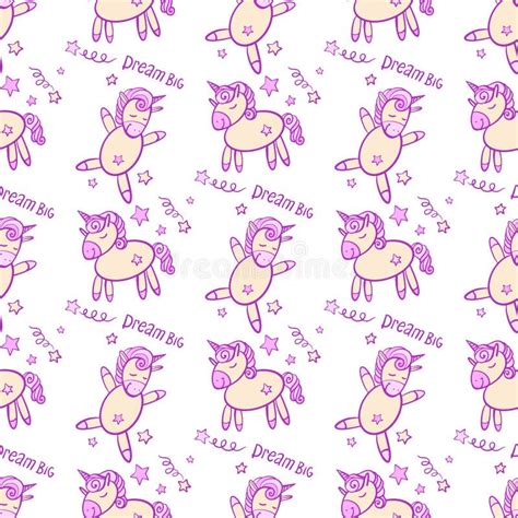 Cute Seamless Vector Pattern Background Illustration With Unicorns And