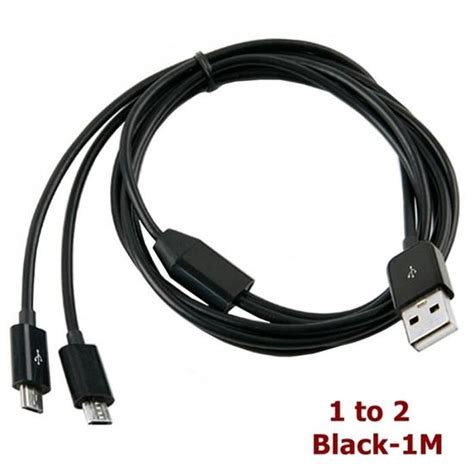 Black 1 To 2 Câble Usb 15 Type A Mâle Vers 4 3 Micro Usb Mâle