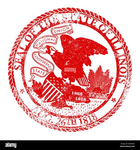 The State Seal Of Illinois Rubber Stamp On A White Background Stock