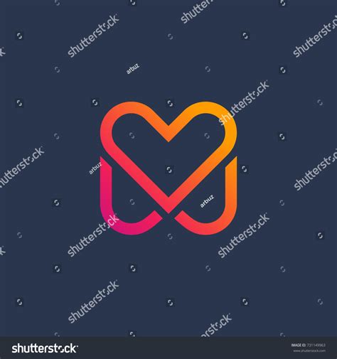 Letter M Heart Logo Icon Design Template Royalty Free Stock Vector