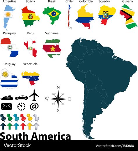 Flags Of South America Countries Stock Vector Illustration Of Outline