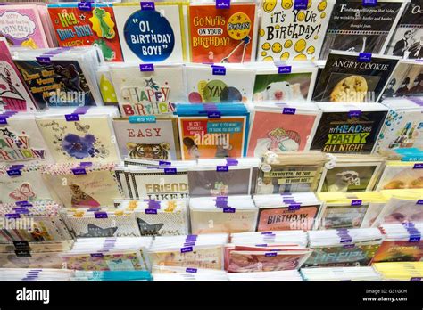 Greetings Cards Display In A Supermarket Stock Photo Alamy