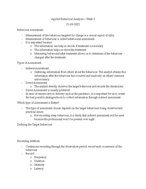 Applied Behaviour Analysis - Week 3 - The analyst obtains this ...