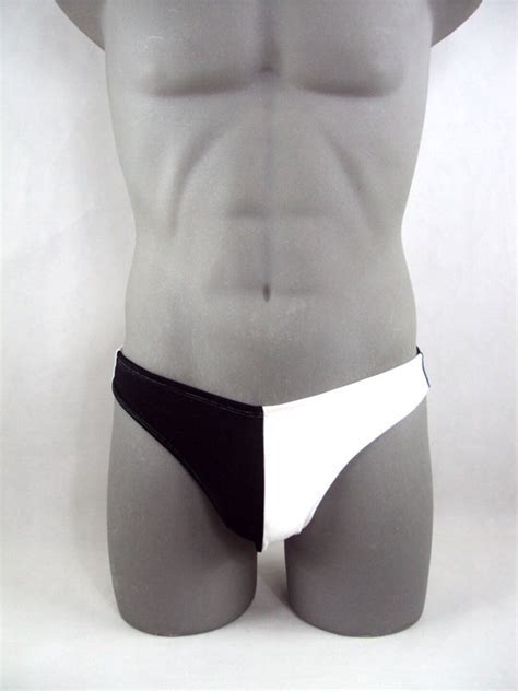 Tahitian Black White Men Bikini Swimsuit No Drawstring Etsy