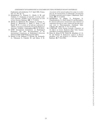 ASSESSMENT OF RADIOLOGICAL HAZARDS OF USING PETROLEUM RAW MATERIALS AND