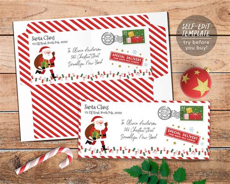 Santa Envelope Letter From Santa Editable Template, Printable Envelope ...