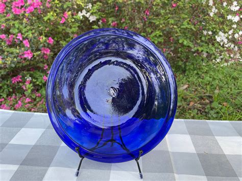 Vintage Cobalt Blue Hand Blown Swirl Plate 9 Inch Etsy