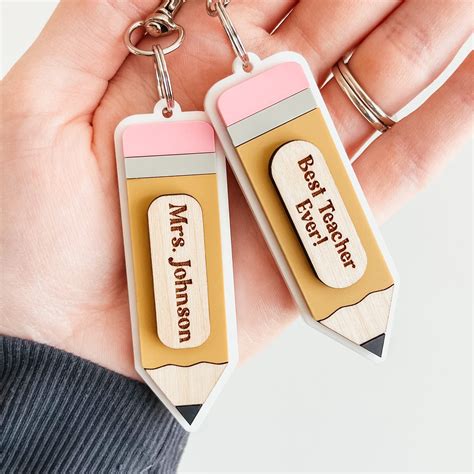 3d Personalized Pencil Teacher Keychain Knotty Design Co