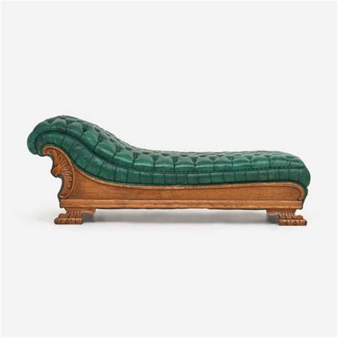 American Empire Style Tufted Leather Fainting Couch