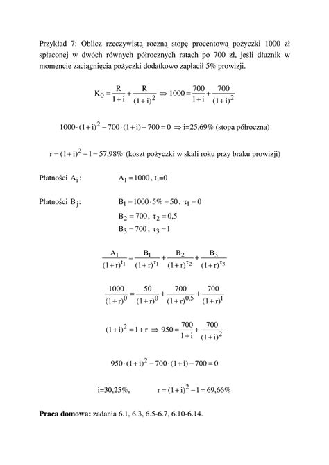 Wyklad 12 F Przykład 7 Oblicz rzeczywistą roczną stopę procentową