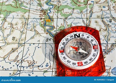 Tools for the Journey - Map and Compass. Stock Photo - Image of lost ...