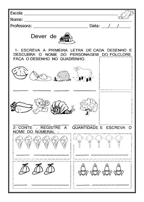 Dever Do 1º Ano - Alfabetizar com AMOR: FOLCLORE - DEVER DE CASA / 1º ANO