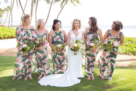 Tropical Print Bridesmaid Dresses Southbound Bride