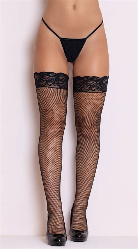 Sexy Stockings Fishnet Thigh High With Silicone Lace Top Fishnet Stockings Fishnet Lingerie
