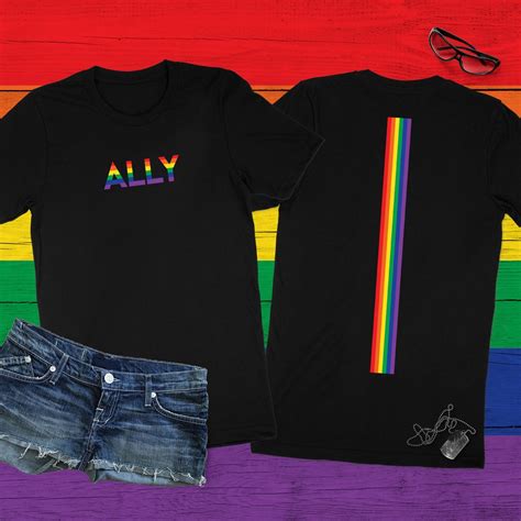 Ally Pride Flag Unisex Jersey T Shirt Rainbow Pride Tee Soft Cotton Pride Month Shirt Gay
