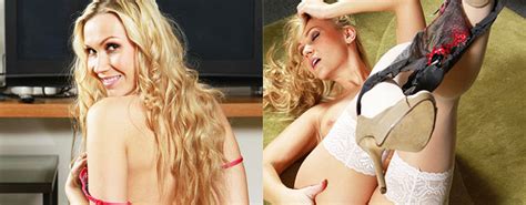 Horny Blonde Masturbates In Stockings