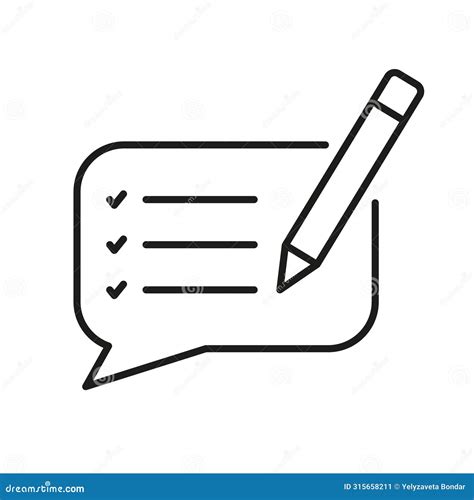 Customer Feedback Message Line Icon Speech Bubble With Pencil Linear