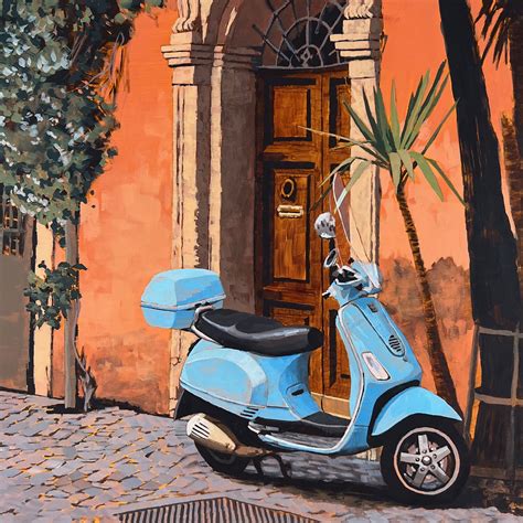 Blue Vespa 5x5 Mini Print — Jim Musil Painter