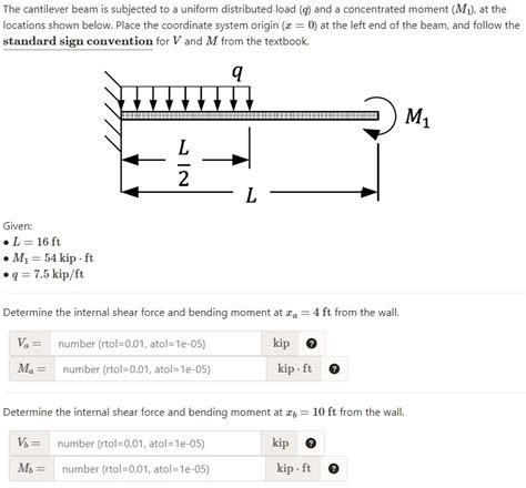 Solved The Cantilever Beam Is Subjected To A Uniform Distributed Load