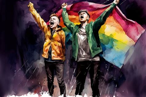 Premium AI Image Generative AI Illustration Of Portrait Of Two Gay