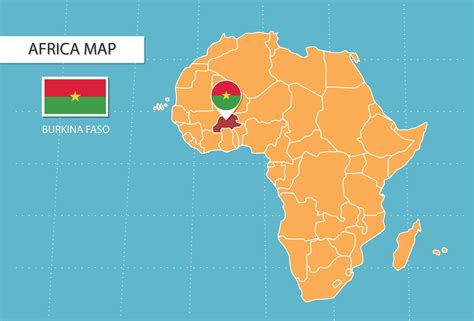 Burkina Faso Map In Africa Icons Showing Burkina Faso Location And
